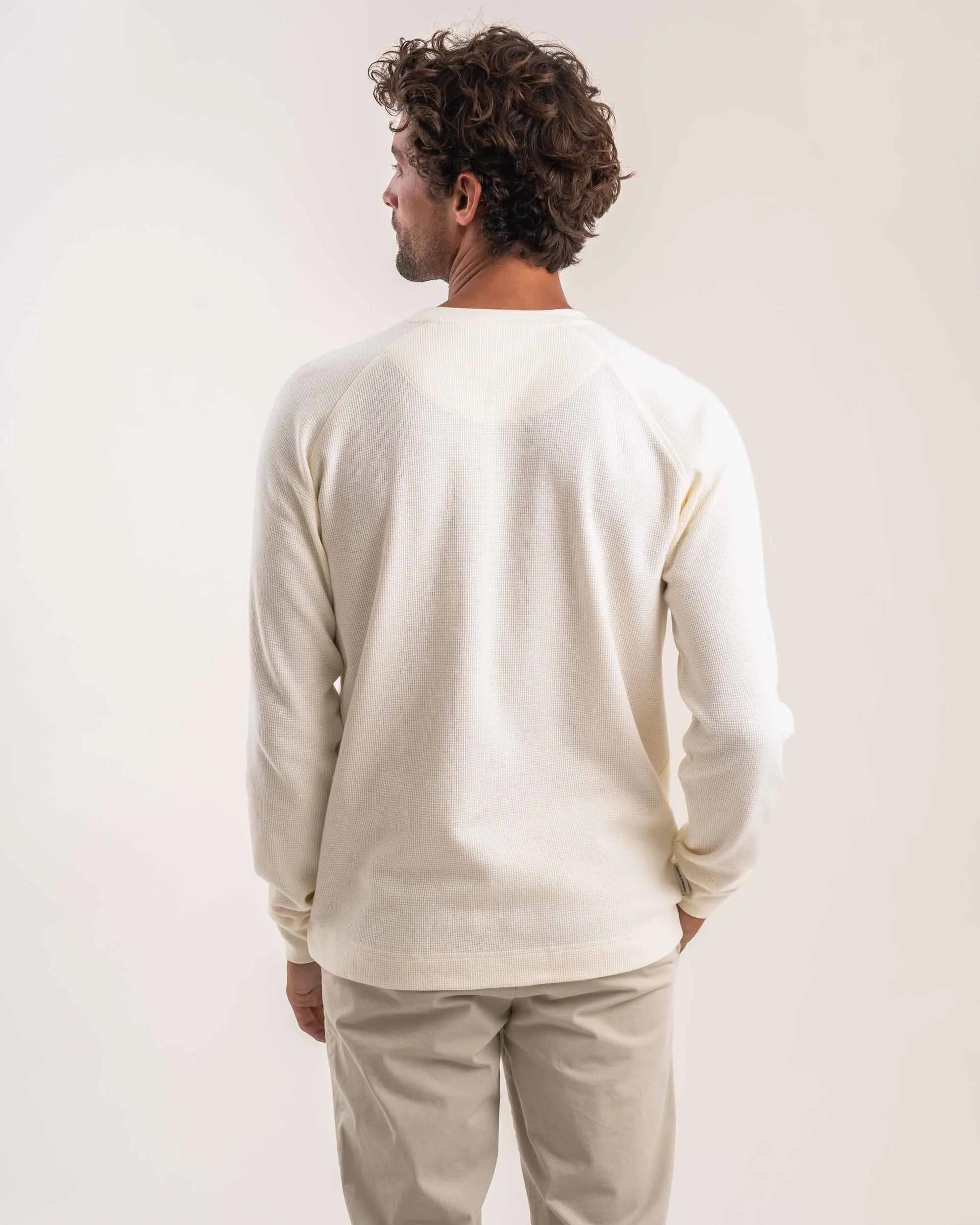 Mens Raglan Waffle Long Sleeve Tee - Ivory