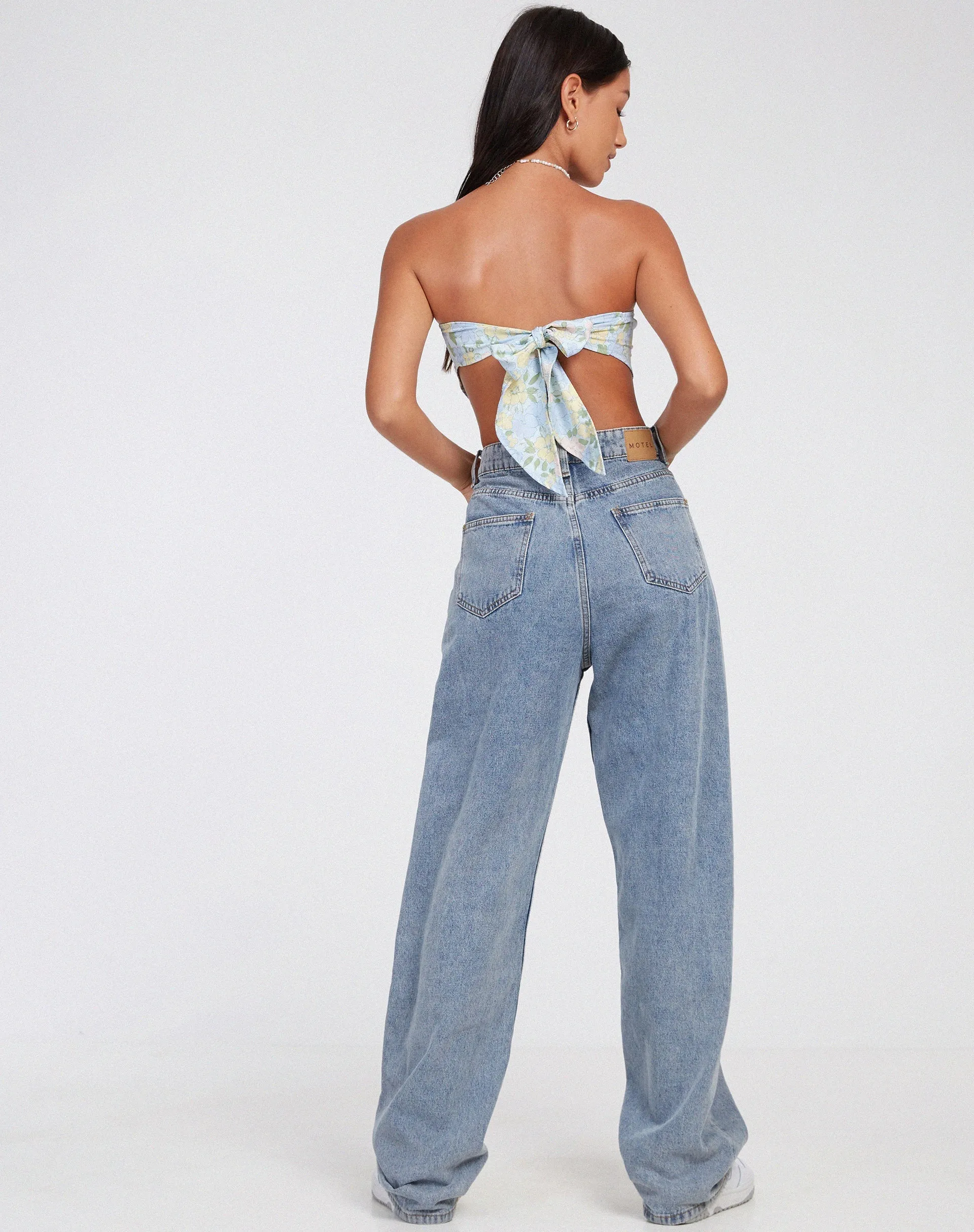Nolda Crop Top in Washed Out Pastel Floral