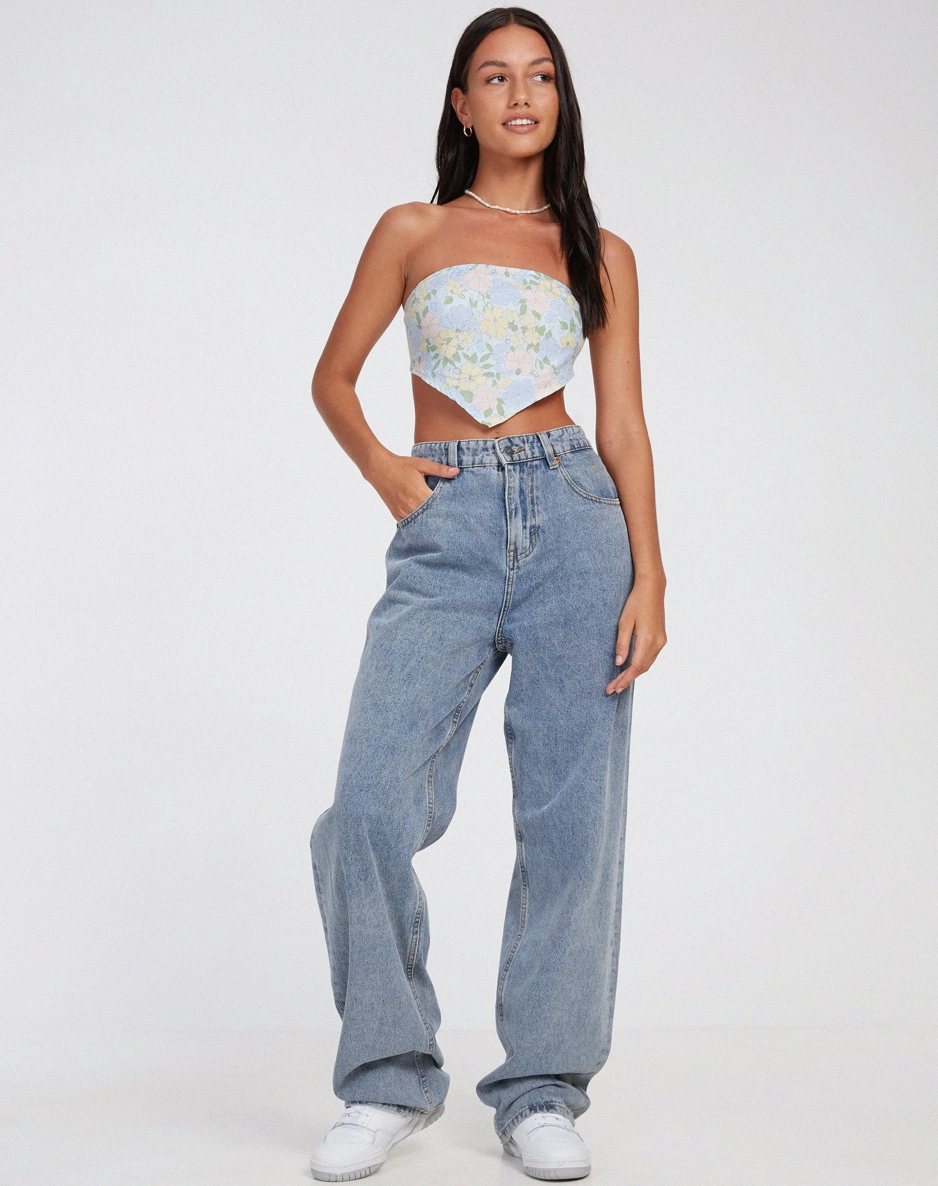 Nolda Crop Top in Washed Out Pastel Floral