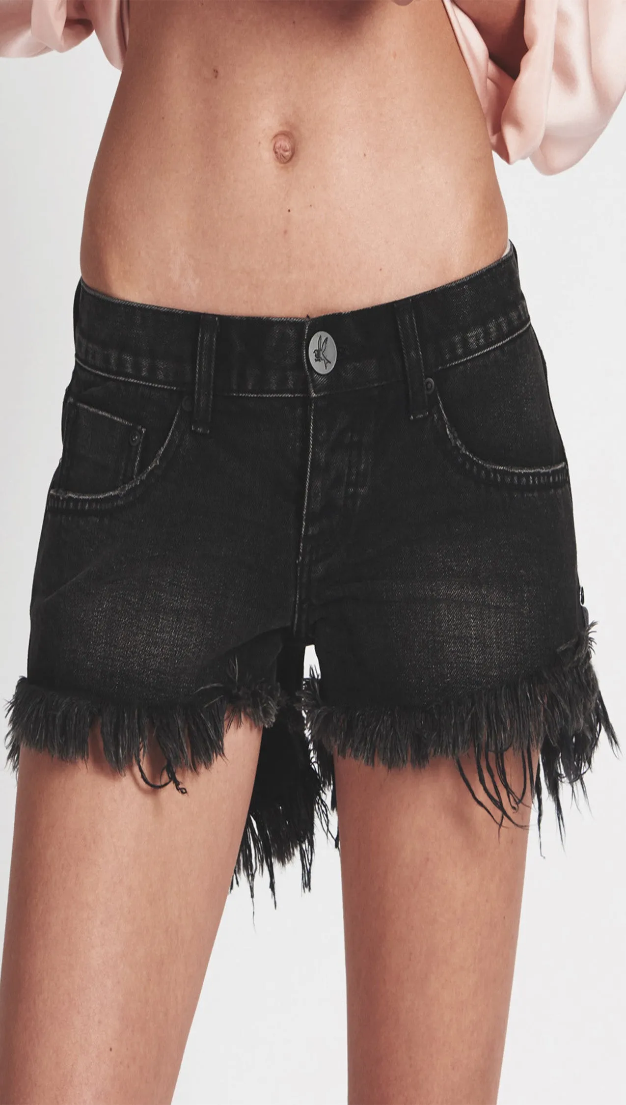 One Teaspoon Bonitas Low Waist Denim Shorts in Double Bass