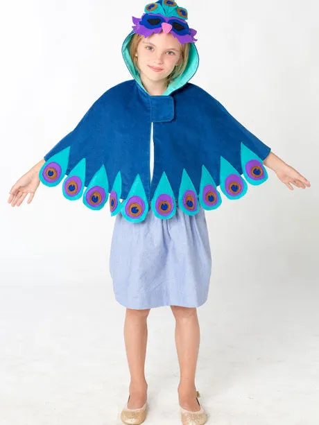PEACOCK CAPE - Girls Cape Costume Sewing Pattern with Peacock Applique
