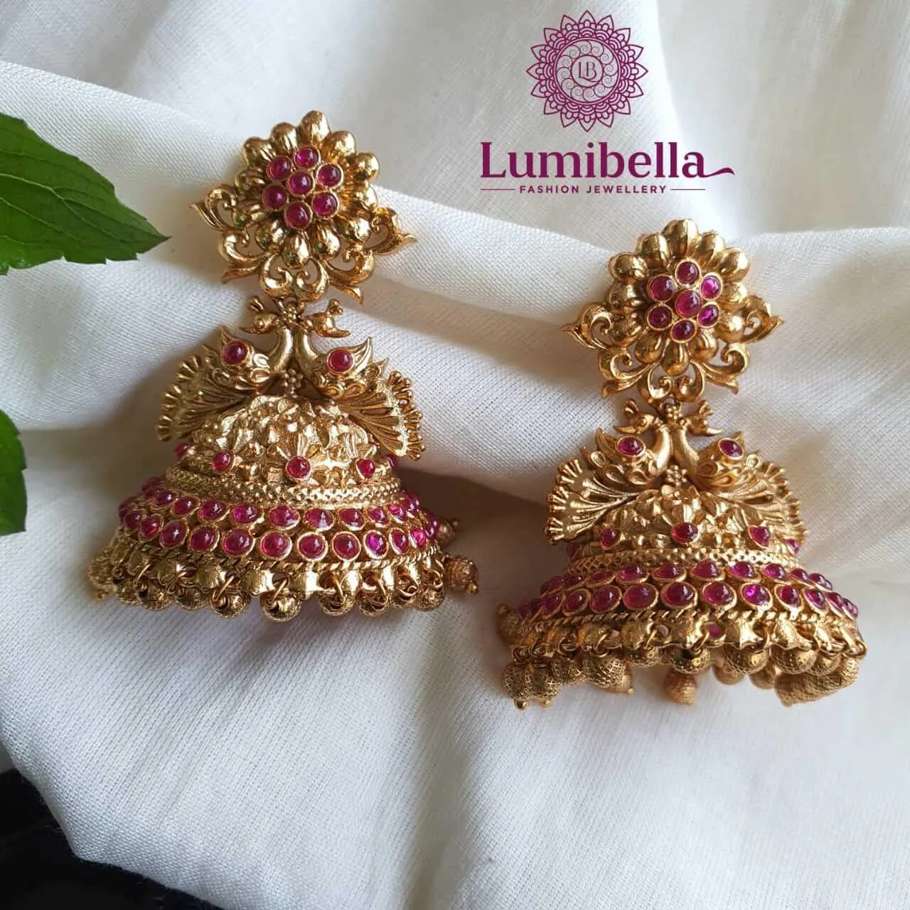 Peacock Matte Style Jhumka Earrings