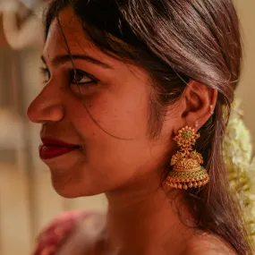 Peacock Matte Style Jhumka Earrings