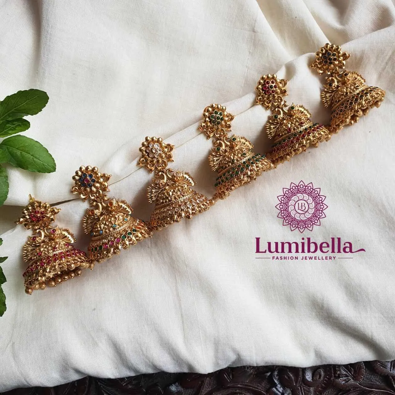 Peacock Matte Style Jhumka Earrings