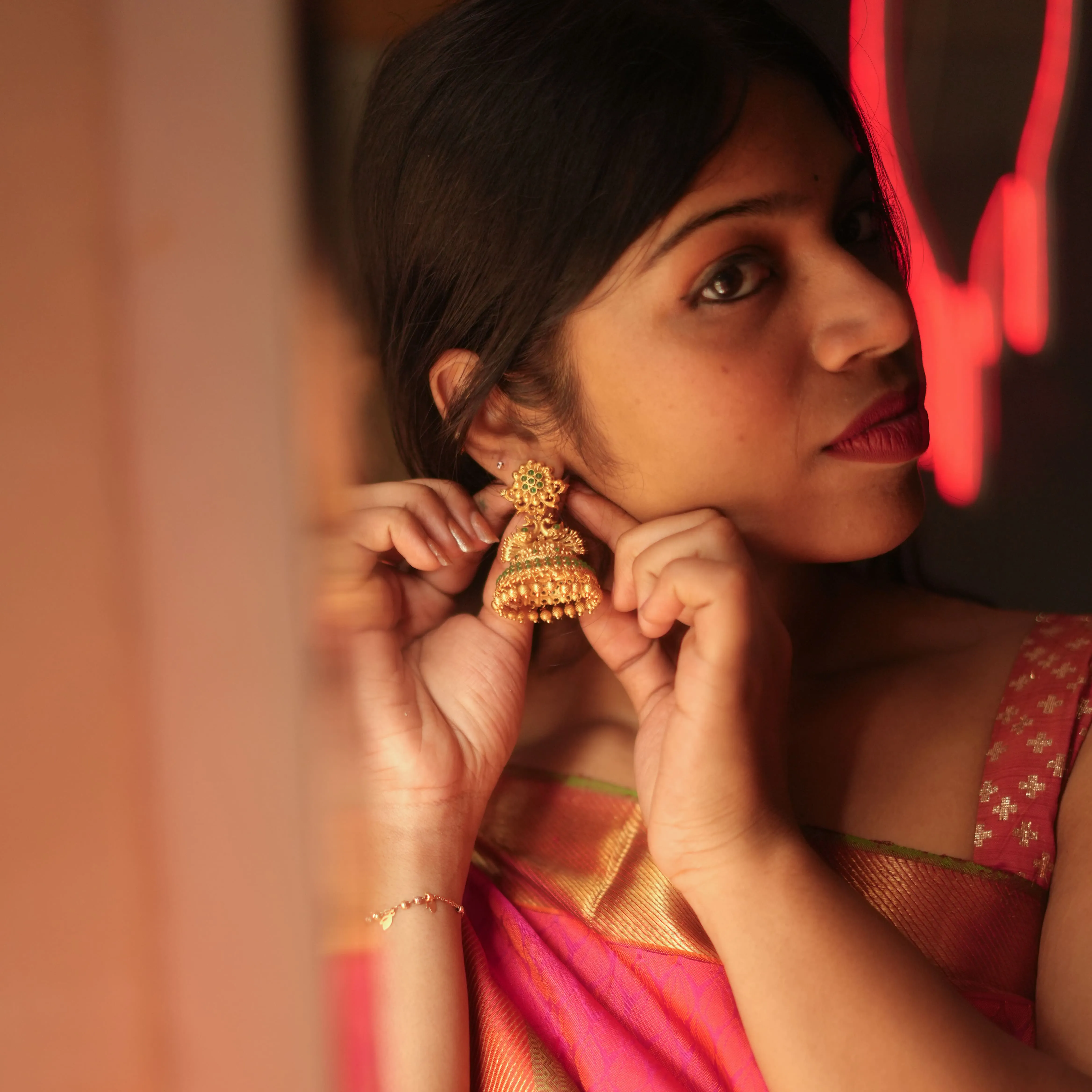 Peacock Matte Style Jhumka Earrings