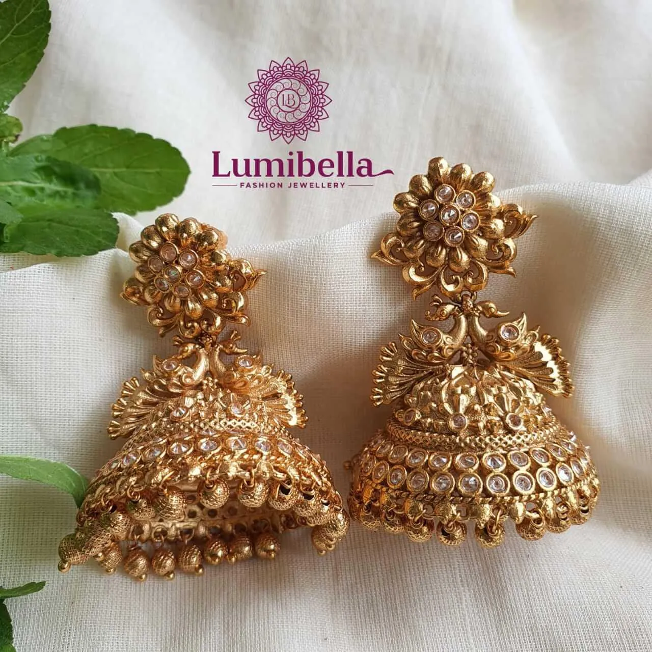 Peacock Matte Style Jhumka Earrings