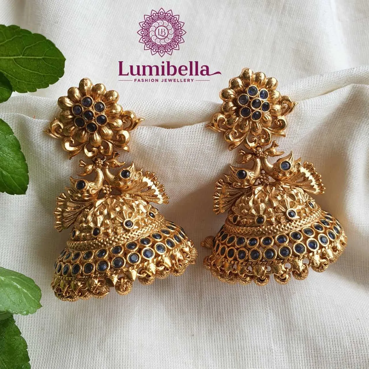 Peacock Matte Style Jhumka Earrings