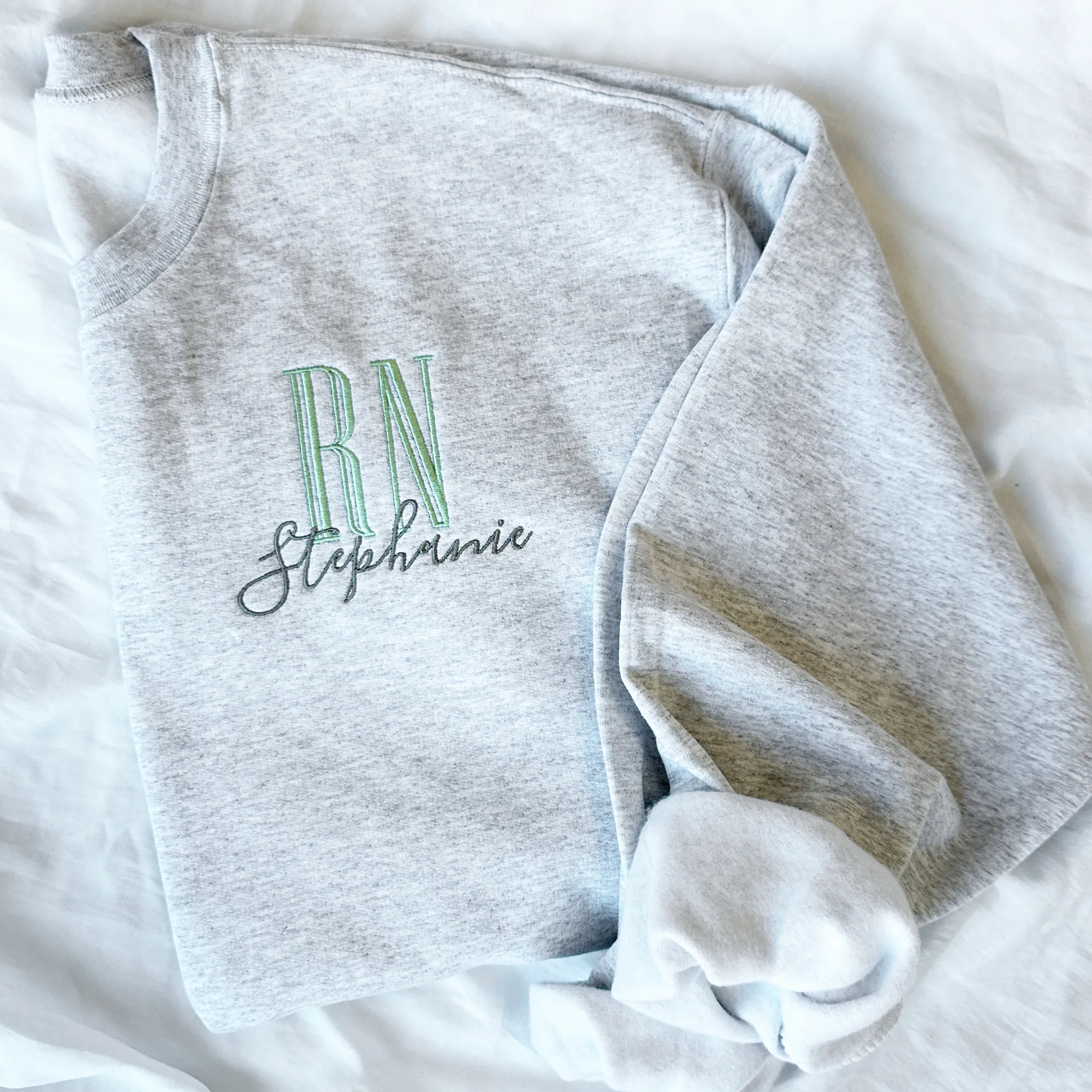 Personalized RN Nurse Embroidered Gemma Crewneck Sweatshirt