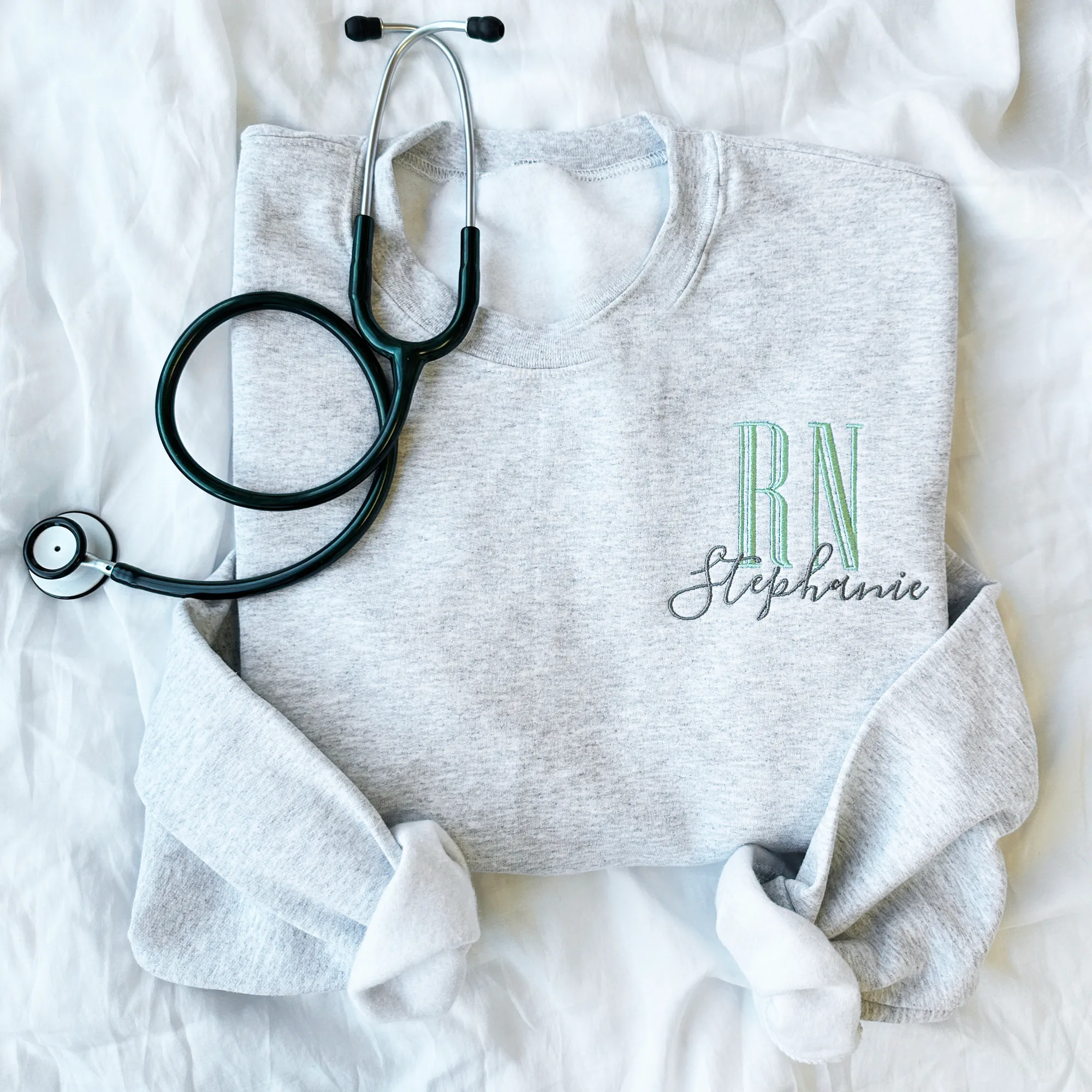Personalized RN Nurse Embroidered Gemma Crewneck Sweatshirt