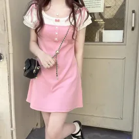 Pink Sweetpea Garden       Dress Kawaii Academia Y2K Cottagecore Coquette Fairycore Dollette Princesscore