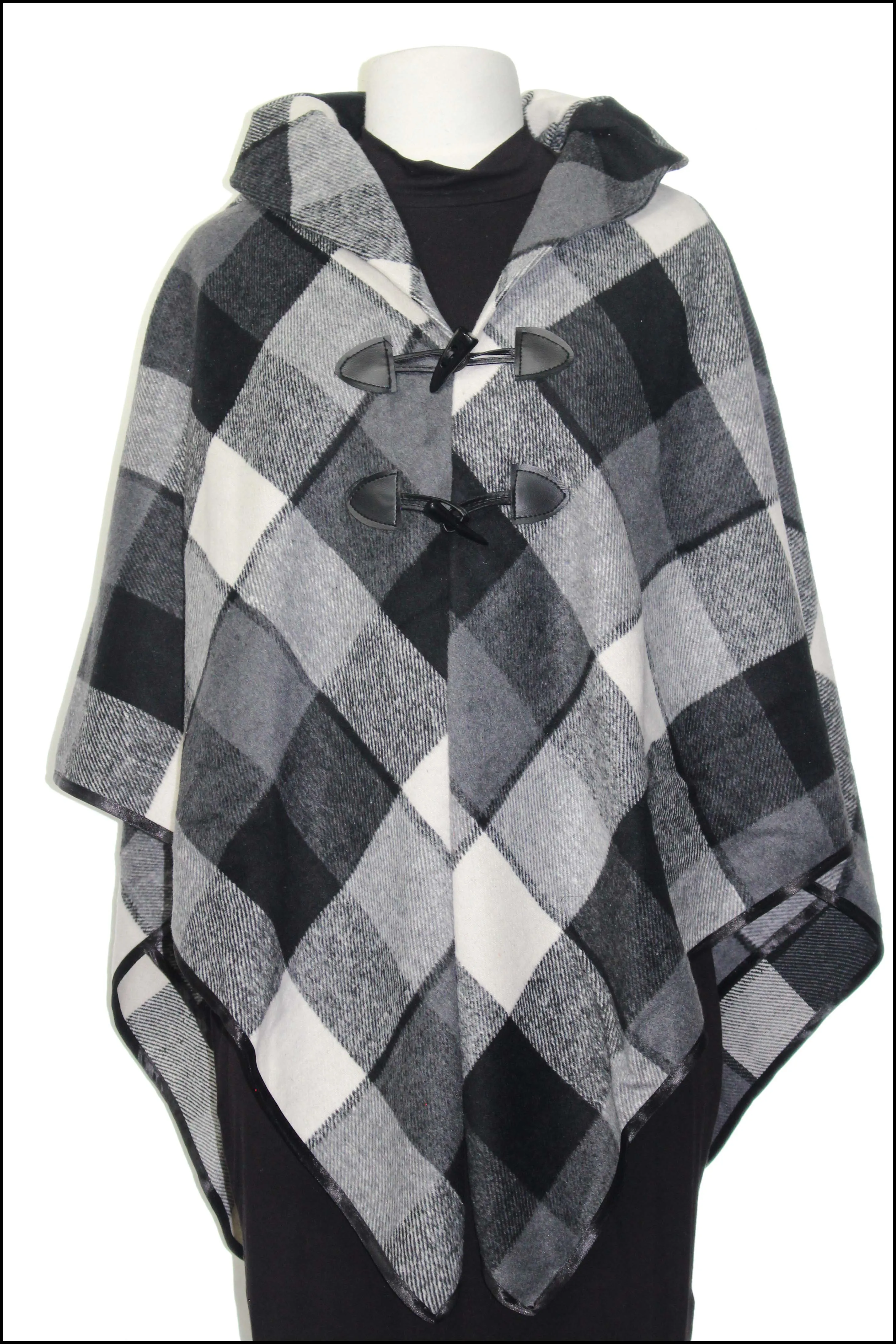 Plaid Buckle Ruana Cape