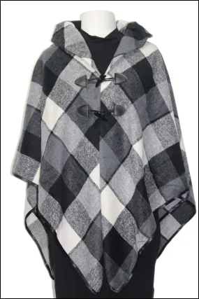 Plaid Buckle Ruana Cape