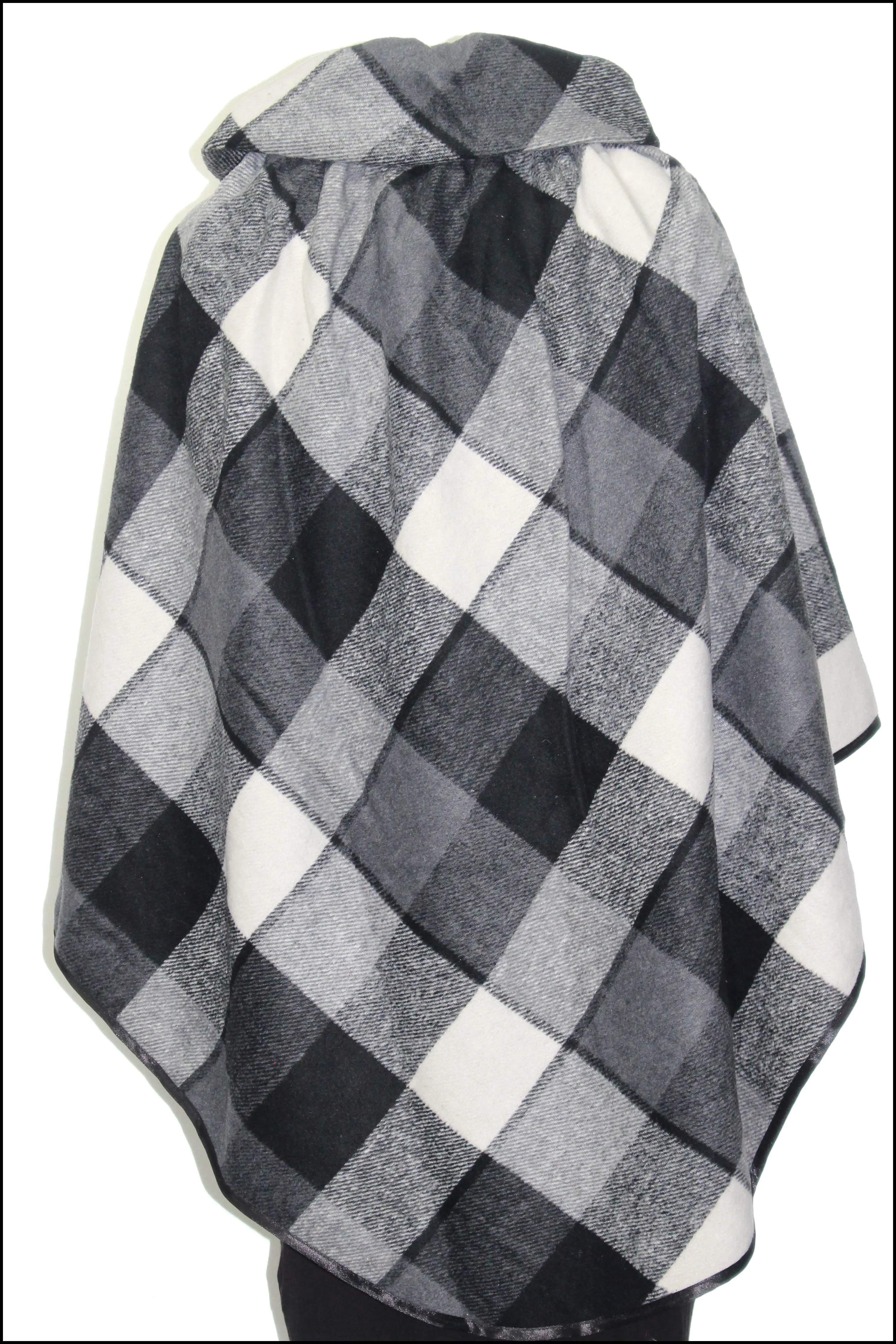 Plaid Buckle Ruana Cape