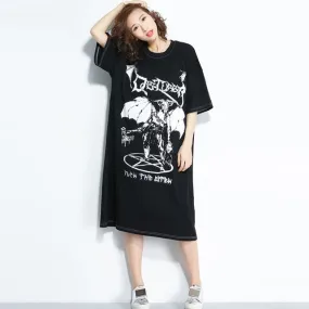 Plus Size Robe Summer Goth Horror Print Hipster Dresses