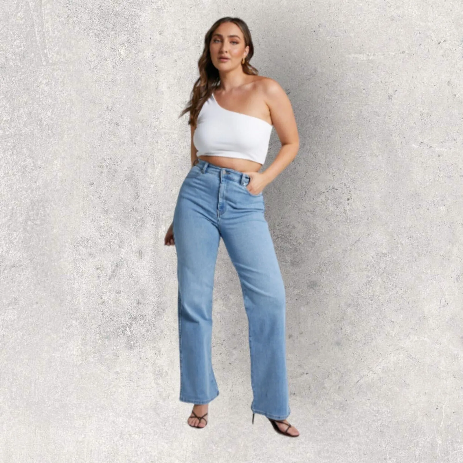 Pomodoro Blue Denim, Stretch Straight Leg Jeans UK 18  US 14 EU 48 BNWT