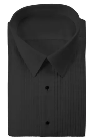 "Enzo" Black Pleated Laydown Tuxedo Shirt