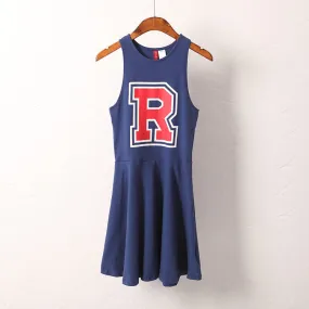 R Printed Cheer Leader Sleeveless Dress