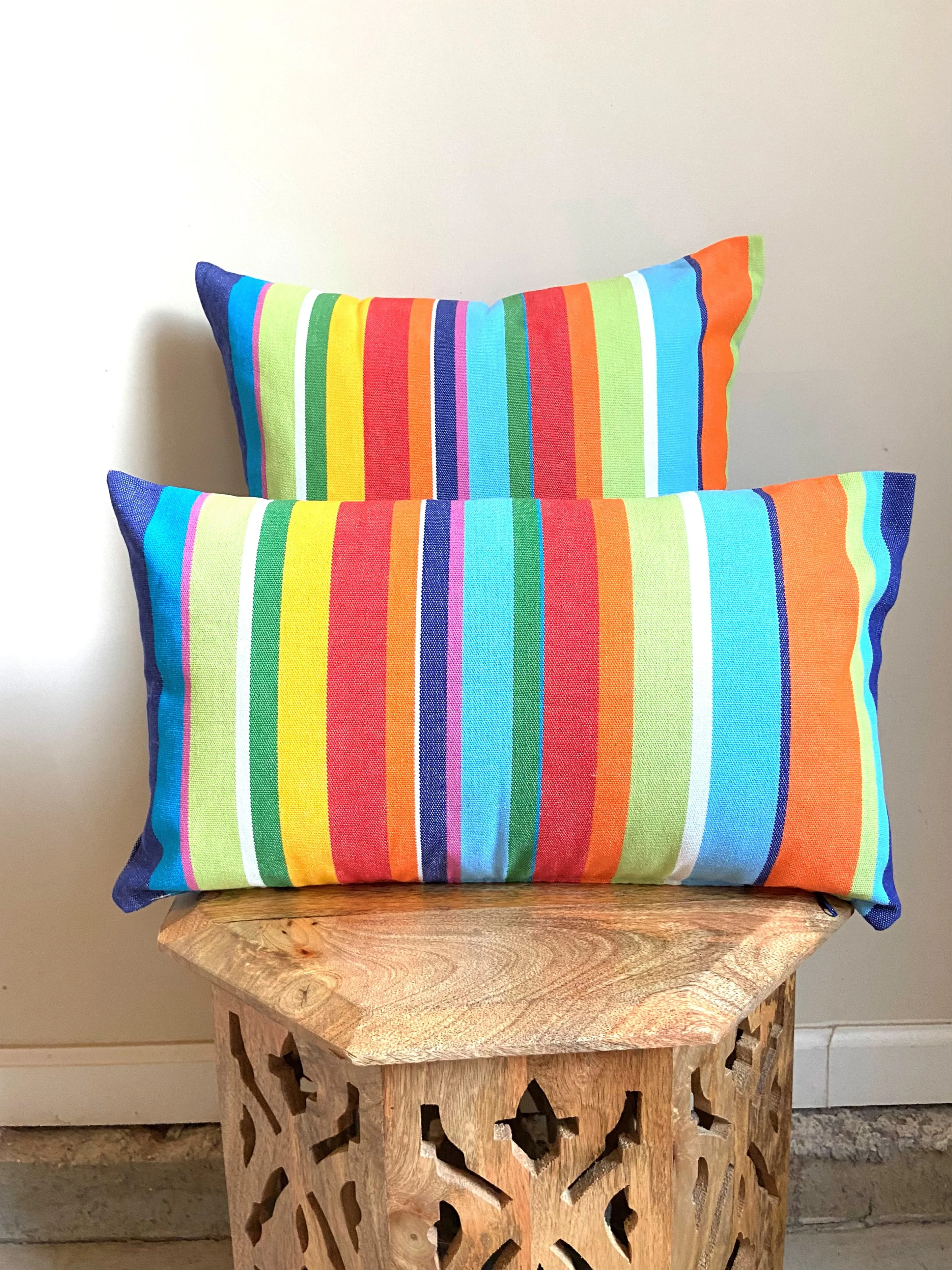 Rainbow Colorful Striped Throw Pillow | RAINBOW
