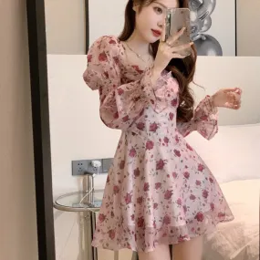 Raining Red Roses           Dress Kawaii Academia Y2K Cottagecore Coquette Fairycore Dollette Princesscore
