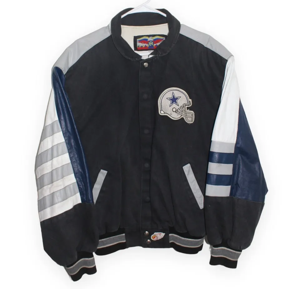 Rare Dallas Cowboys Denim Leather Jeff Hamilton Jacket (XL)