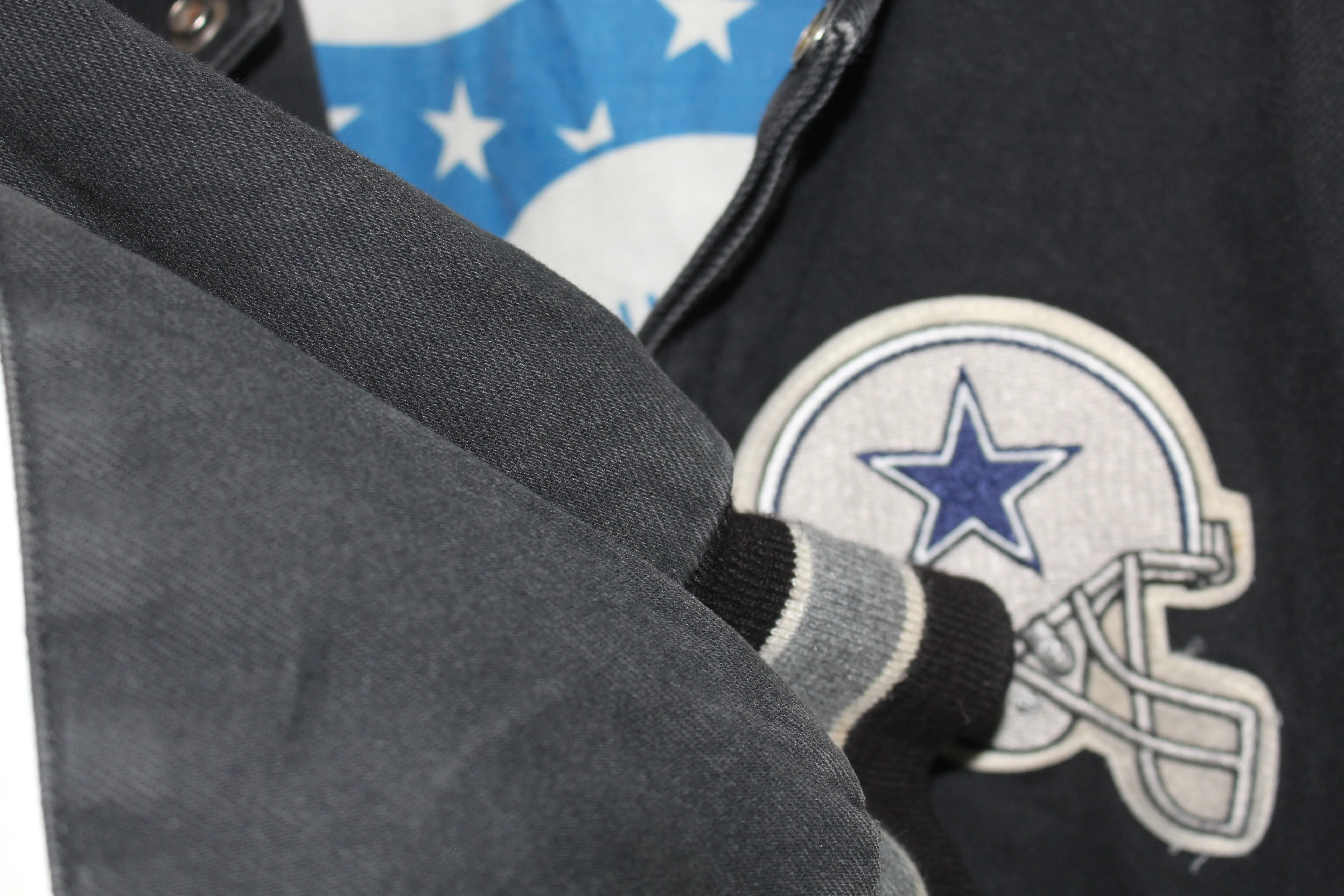 Rare Dallas Cowboys Denim Leather Jeff Hamilton Jacket (XL)