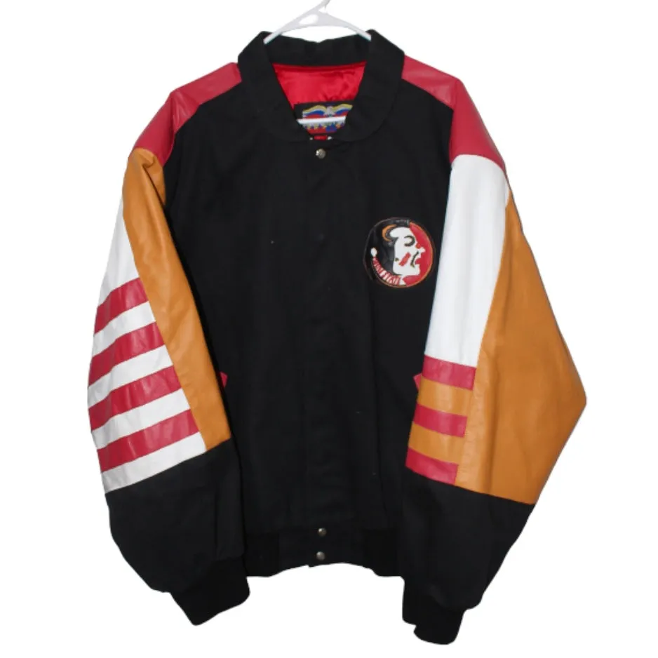 Rare Florida State Seminoles Leather Wool Jeff Hamilton Jacket (XXL)