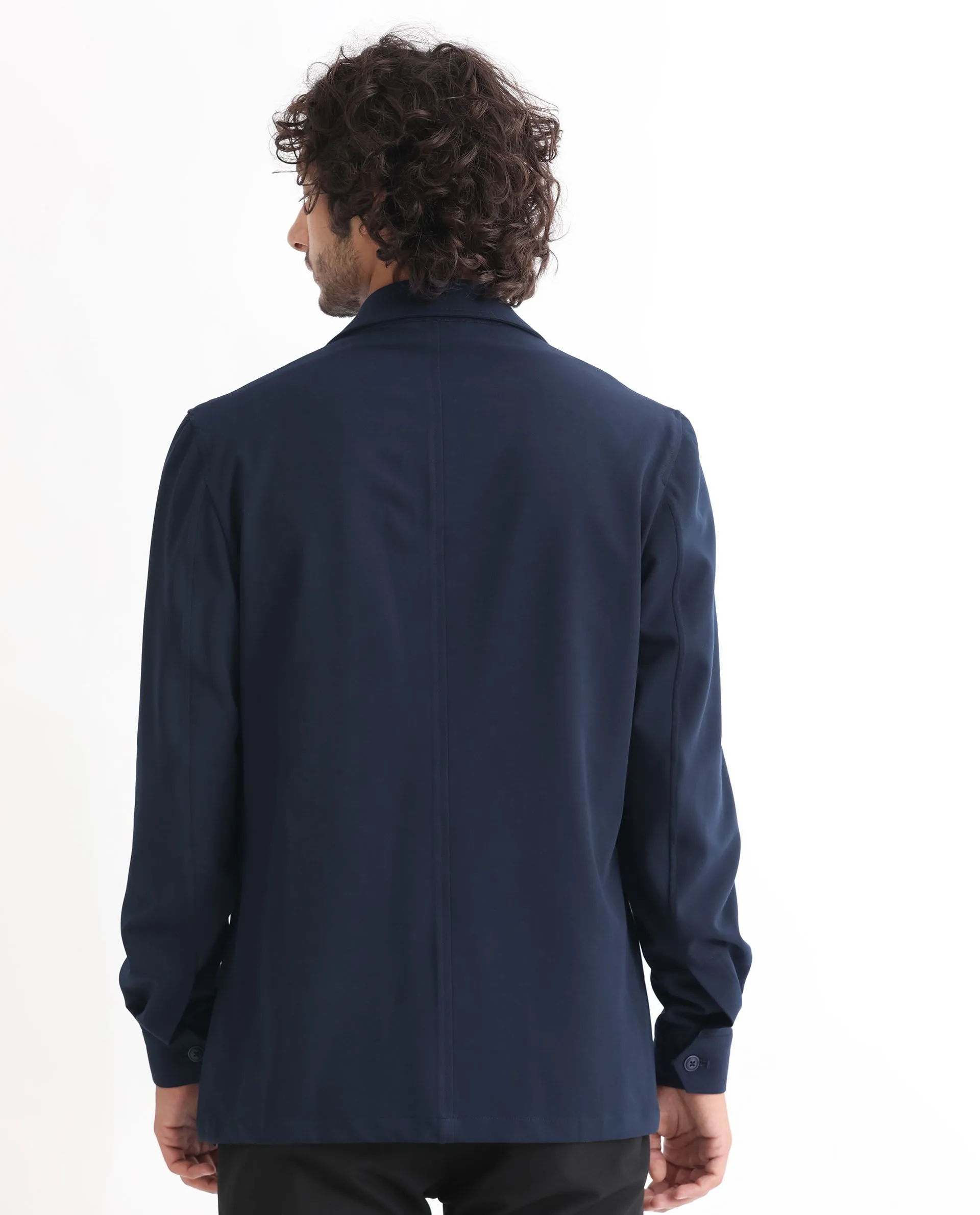 Rare Rabbit Men's Voyage Dark Navy Front Pocket Blazer Style Jacket