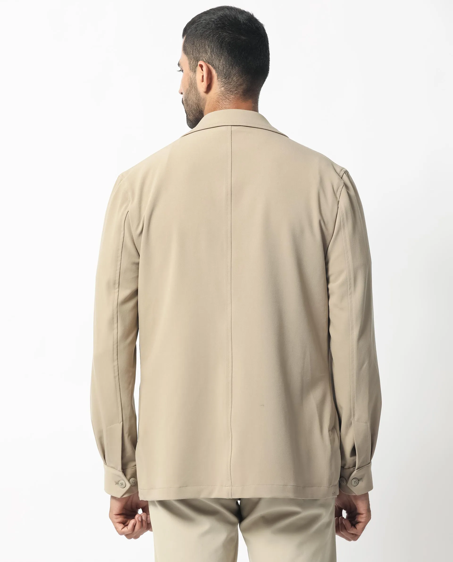 Rare Rabbit Men's Voyage Light Khaki Front Pocket Blazer Style Jacket