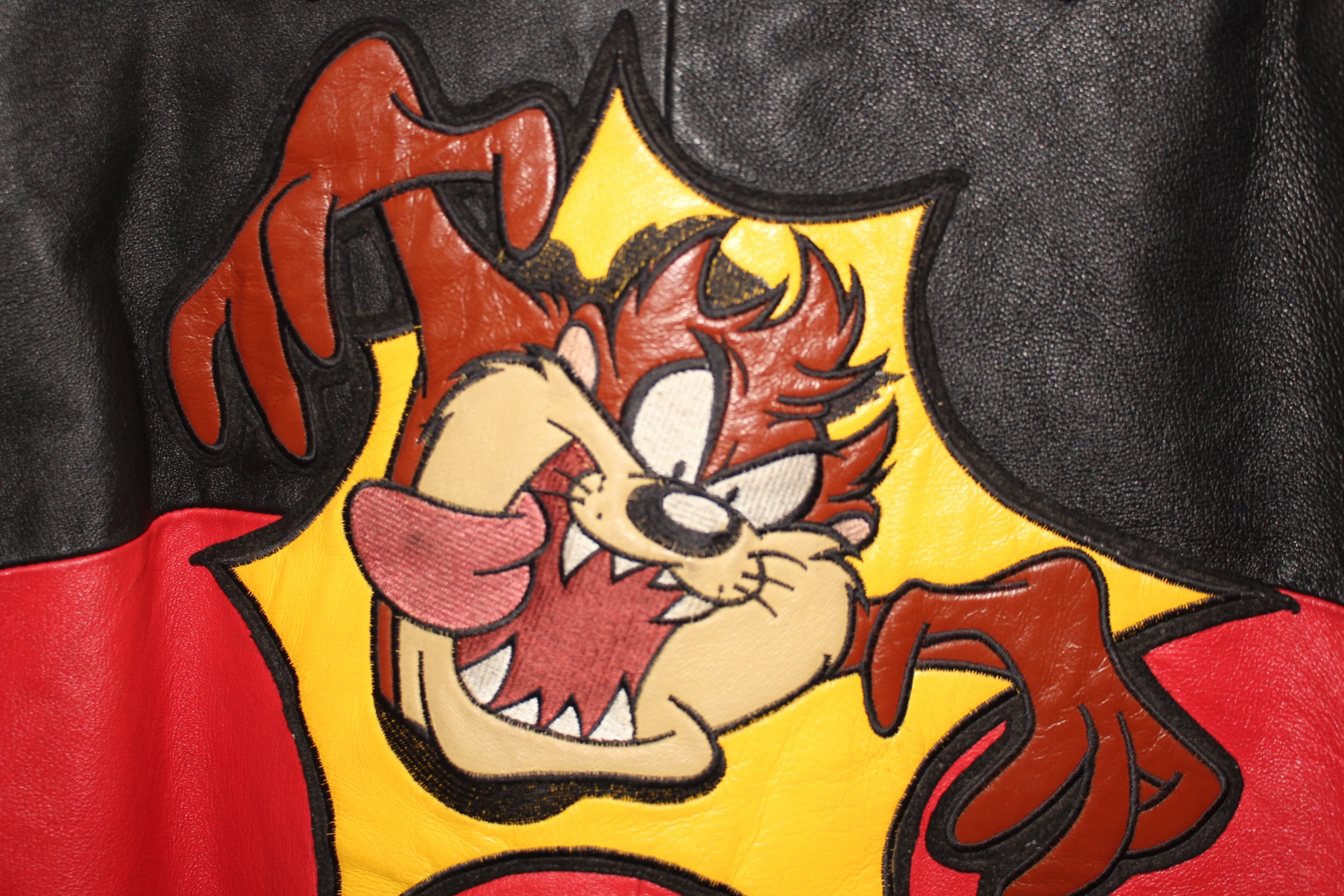 Rare Tasmanian Devil Looney Tunes Wild Man Leather Jacket (M)