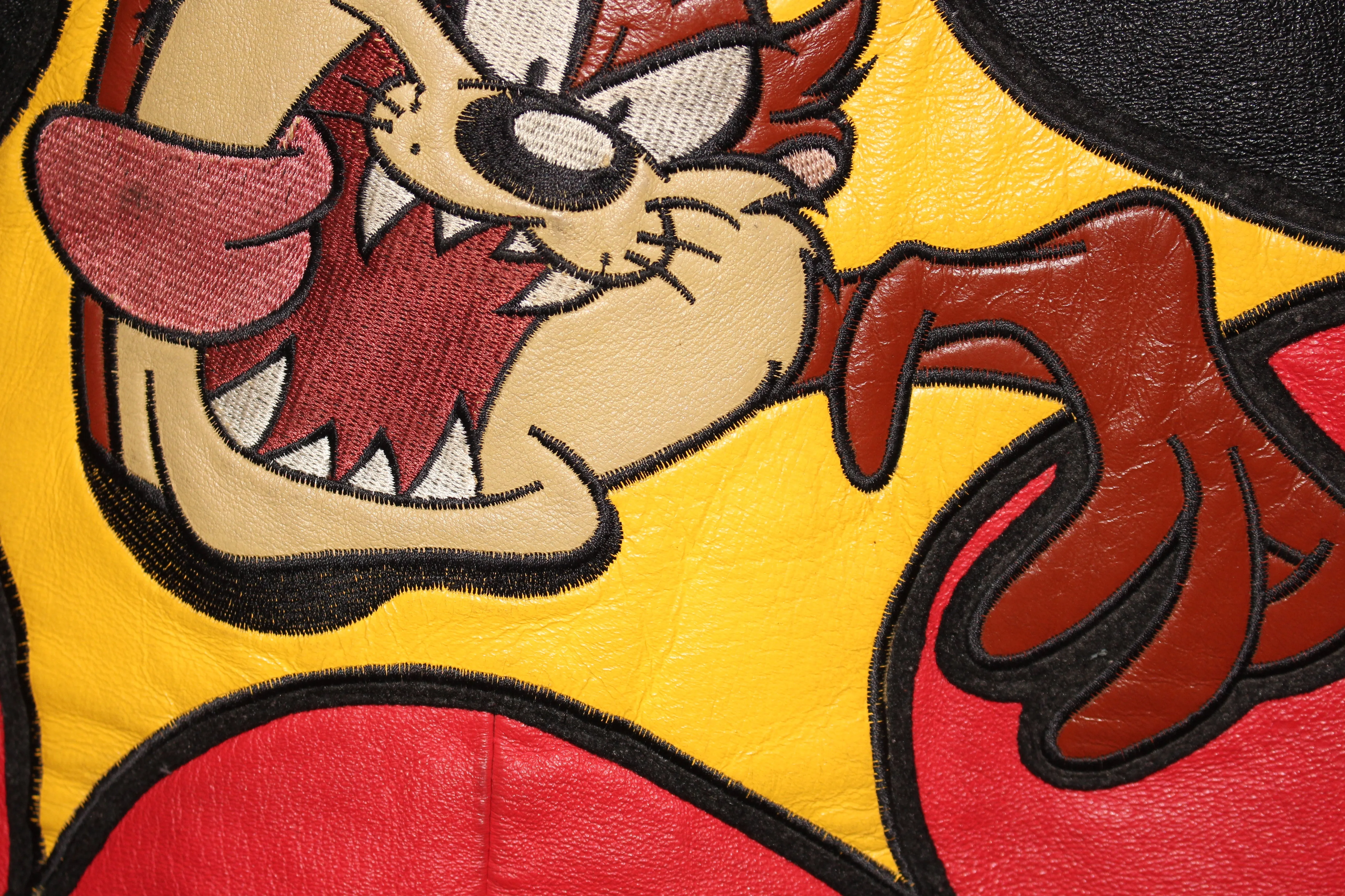 Rare Tasmanian Devil Looney Tunes Wild Man Leather Jacket (M)