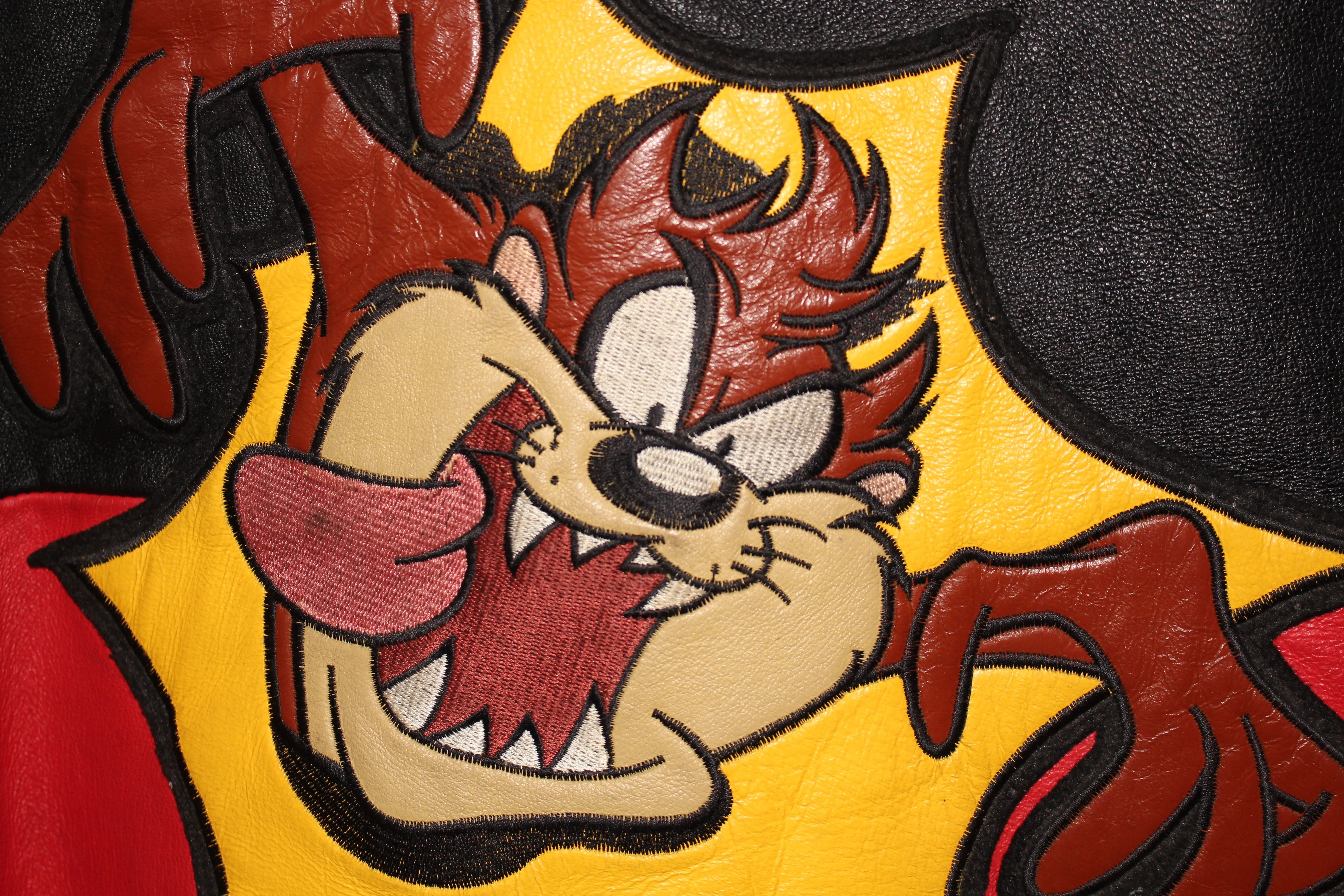 Rare Tasmanian Devil Looney Tunes Wild Man Leather Jacket (M)