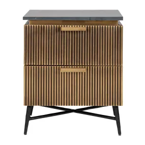 Richmond Interiors Ironville Brass Birch and Marble Bedside Cabinet