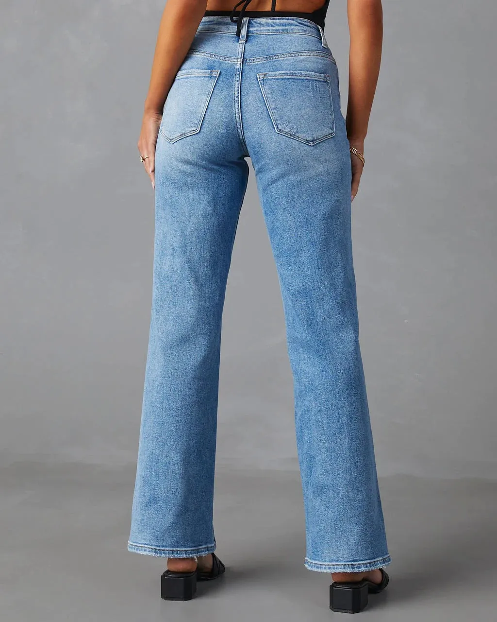 Split Jeans Women High Waist Split Straight Stretch Jeans