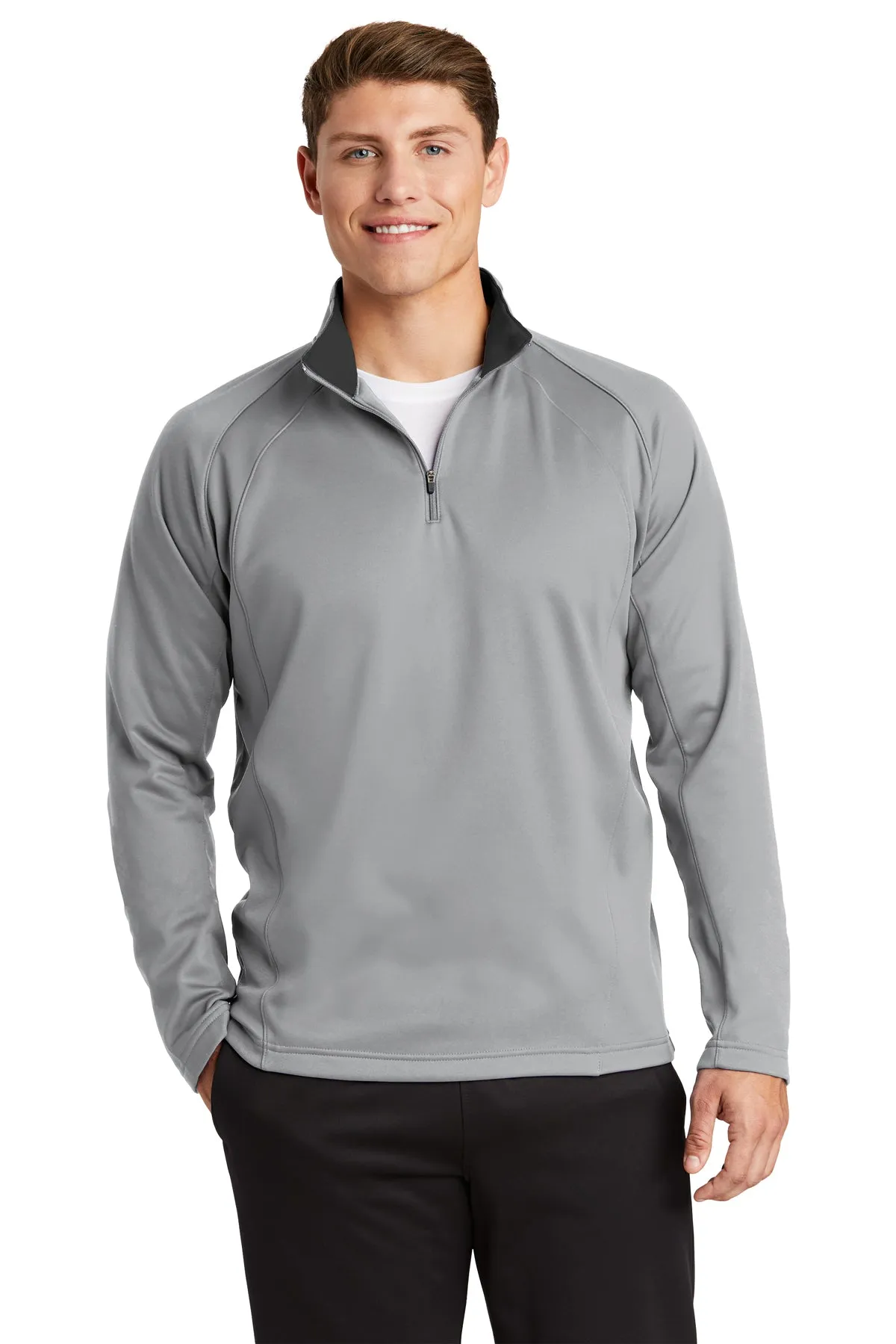 Sport-Tek Sport-Wick Fleece Customized 1/4-Zip Pullovers, Silver/Black