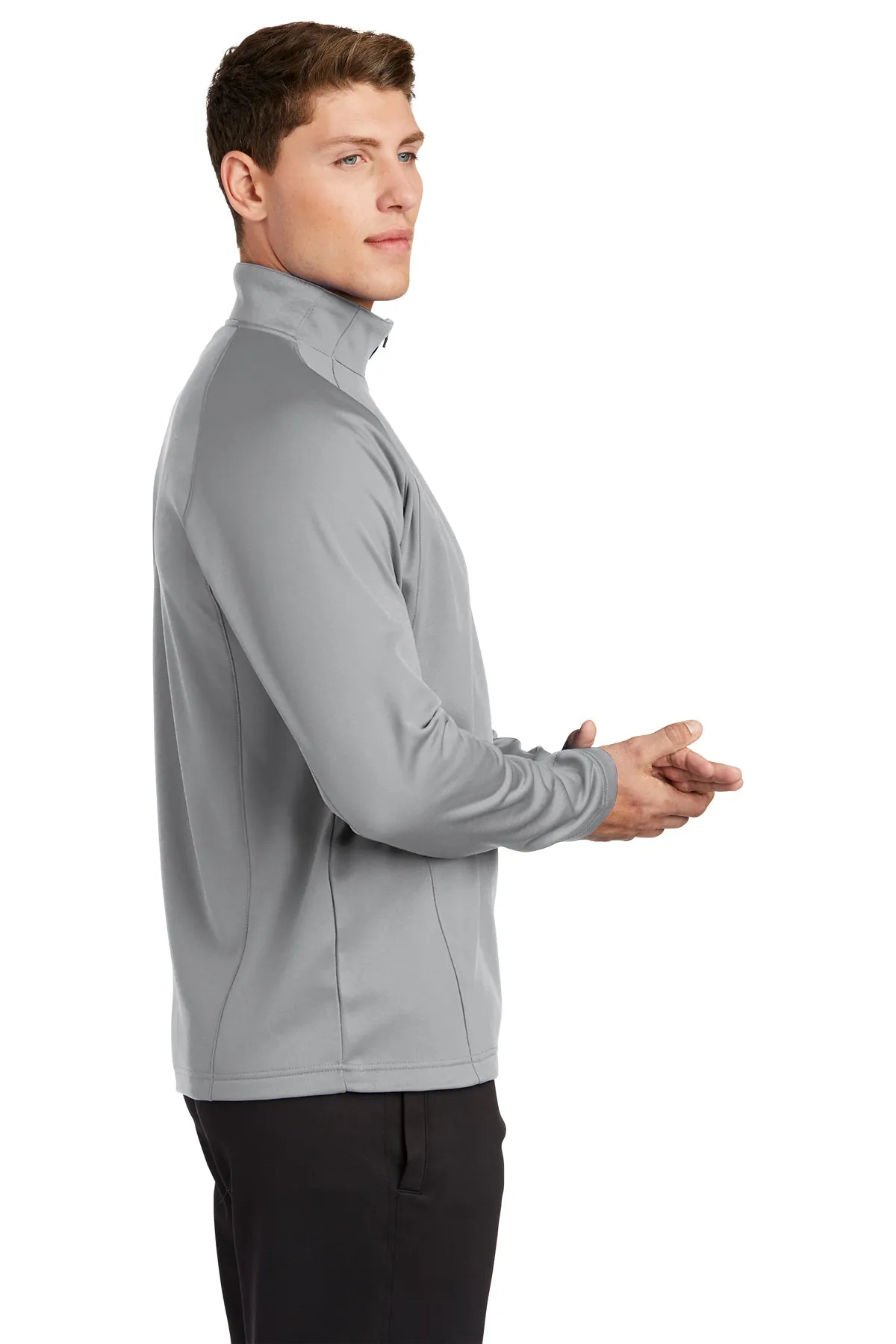 Sport-Tek Sport-Wick Fleece Customized 1/4-Zip Pullovers, Silver/Black