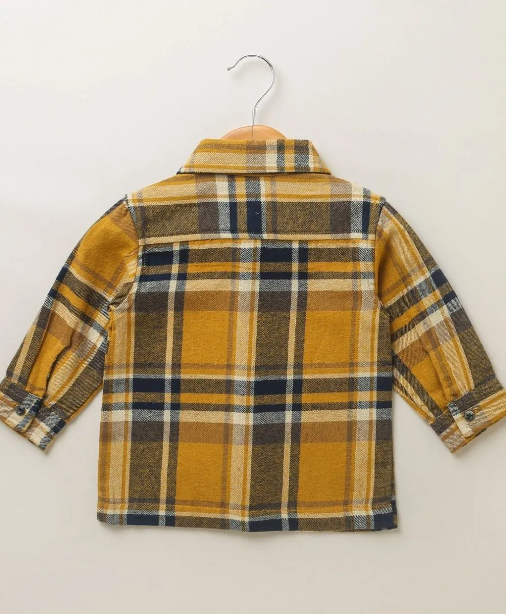 Sweetlime By As Yellow Mustard Checks cotton flannel long sleeve shirt