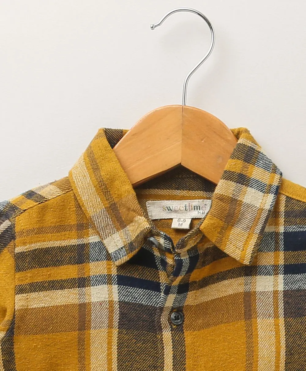Sweetlime By As Yellow Mustard Checks cotton flannel long sleeve shirt