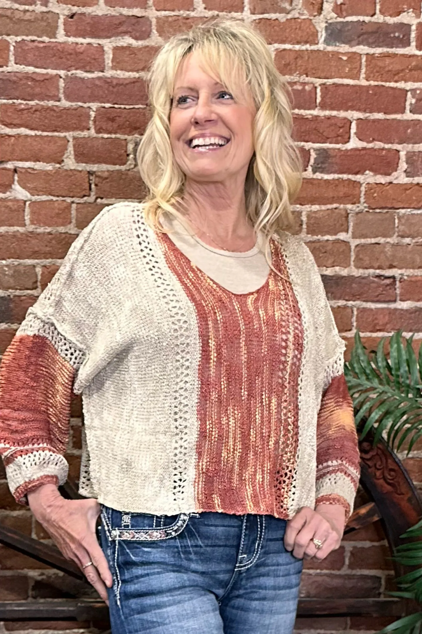 Tan Crop Pull Over Sweater By Angie