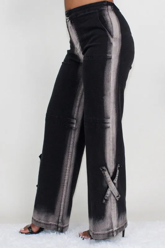 TEEK - BLACK LINE WASHED CASUAL DENIM JEANS