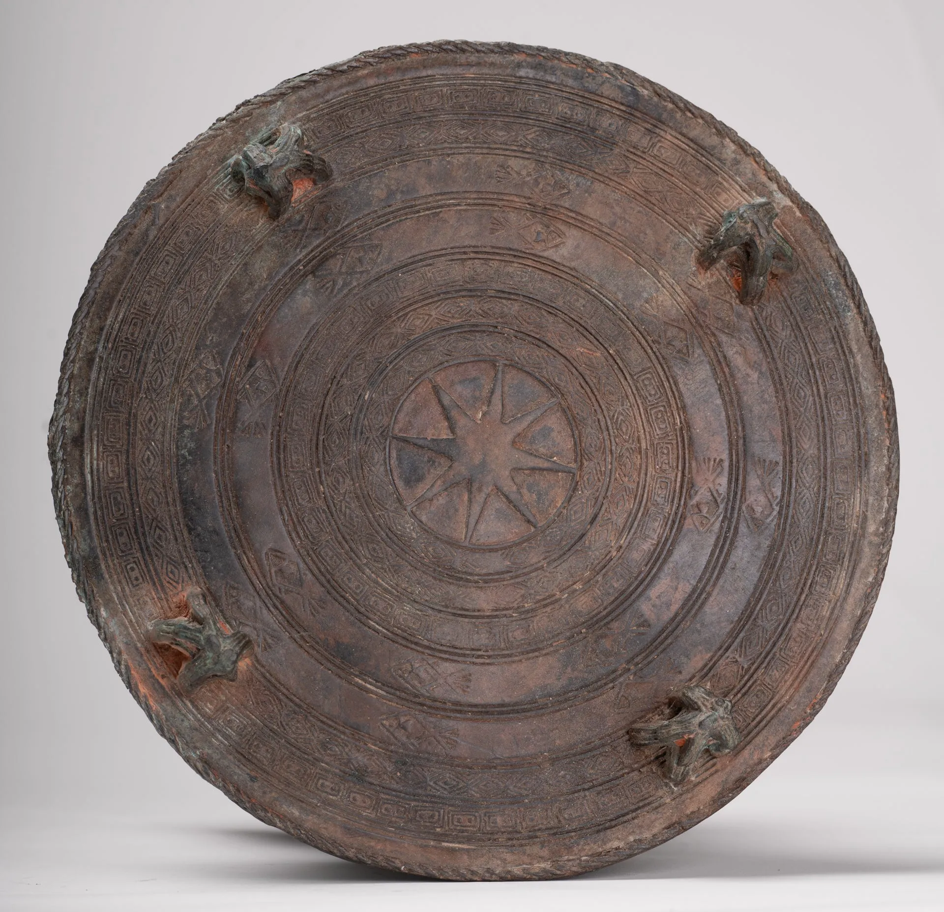 Thai Rain Drum - Antique Thai Style Bronze Free Standing Frog Rain Drum - 19cm/8"