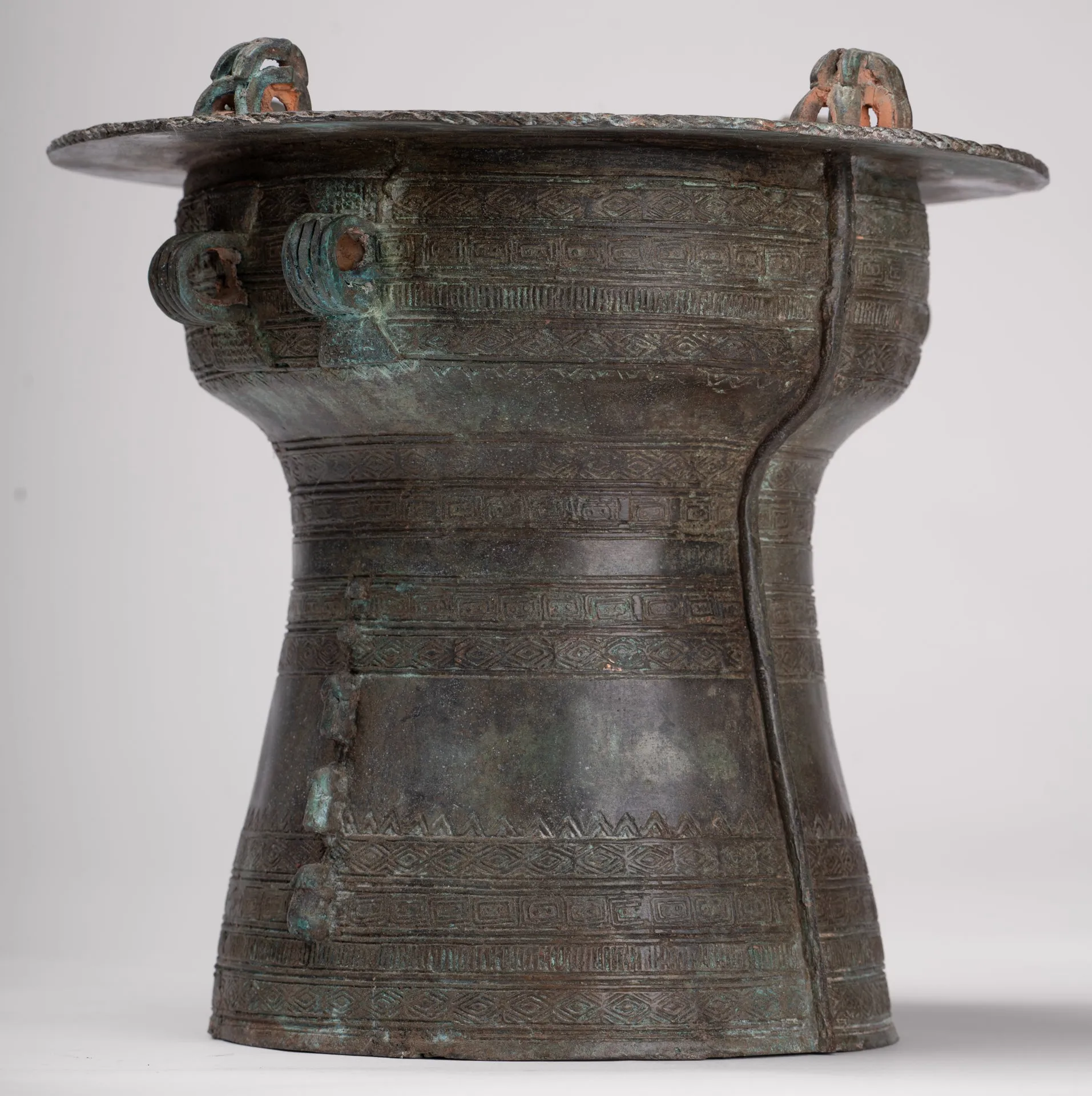 Thai Rain Drum - Antique Thai Style Bronze Free Standing Frog Rain Drum - 19cm/8"