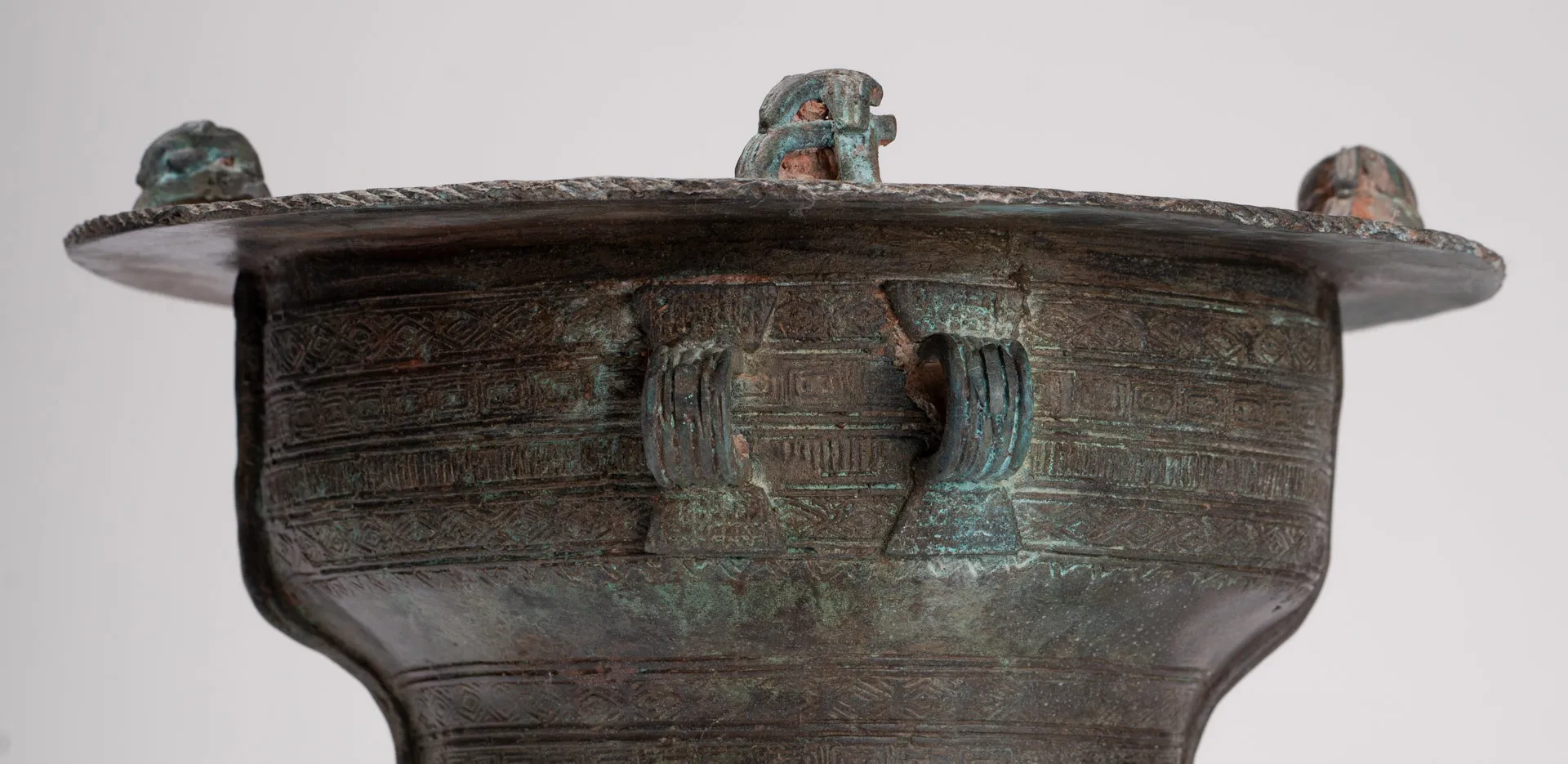 Thai Rain Drum - Antique Thai Style Bronze Free Standing Frog Rain Drum - 19cm/8"
