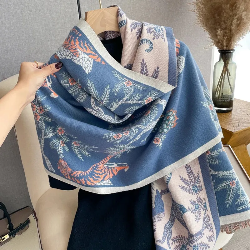Tiger Patterned Women's Fashionable Shawl Wrap Scarves