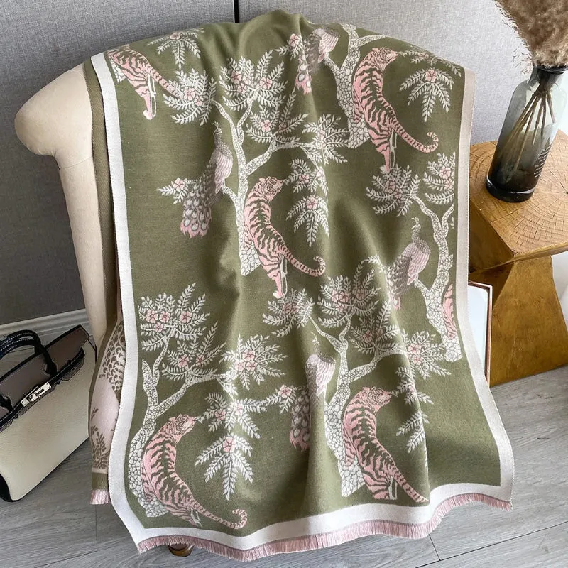 Tiger Patterned Women's Fashionable Shawl Wrap Scarves