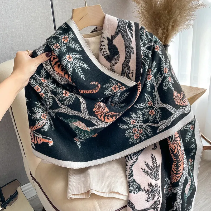 Tiger Patterned Women's Fashionable Shawl Wrap Scarves