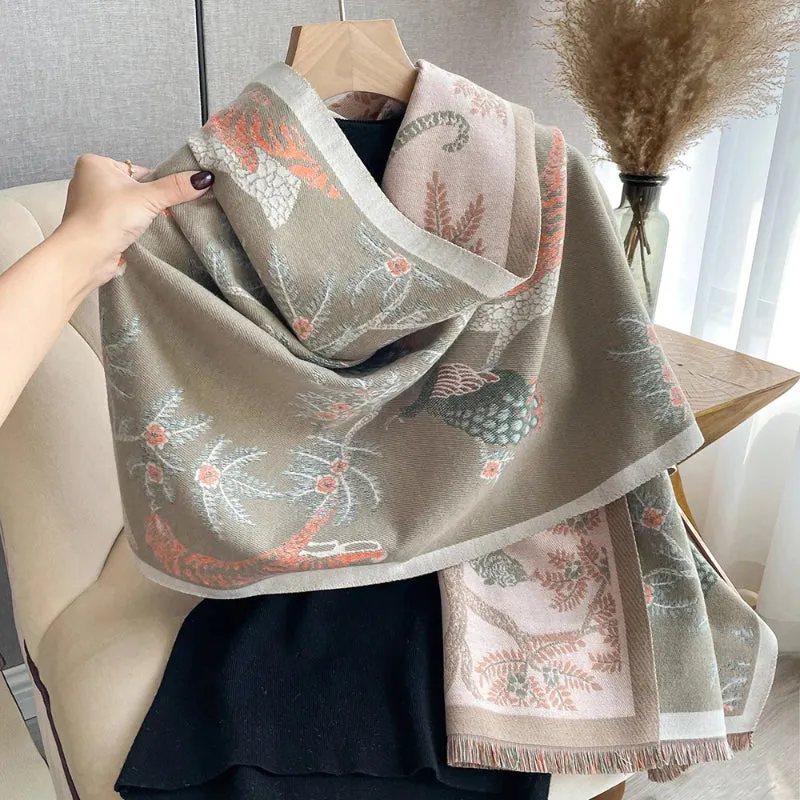 Tiger Patterned Women's Fashionable Shawl Wrap Scarves