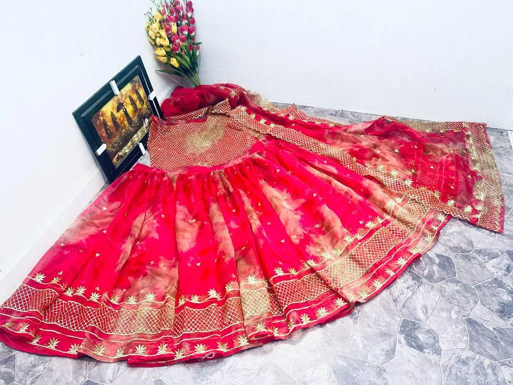 Trendy Pink Color Organza Silk Lehenga Choli