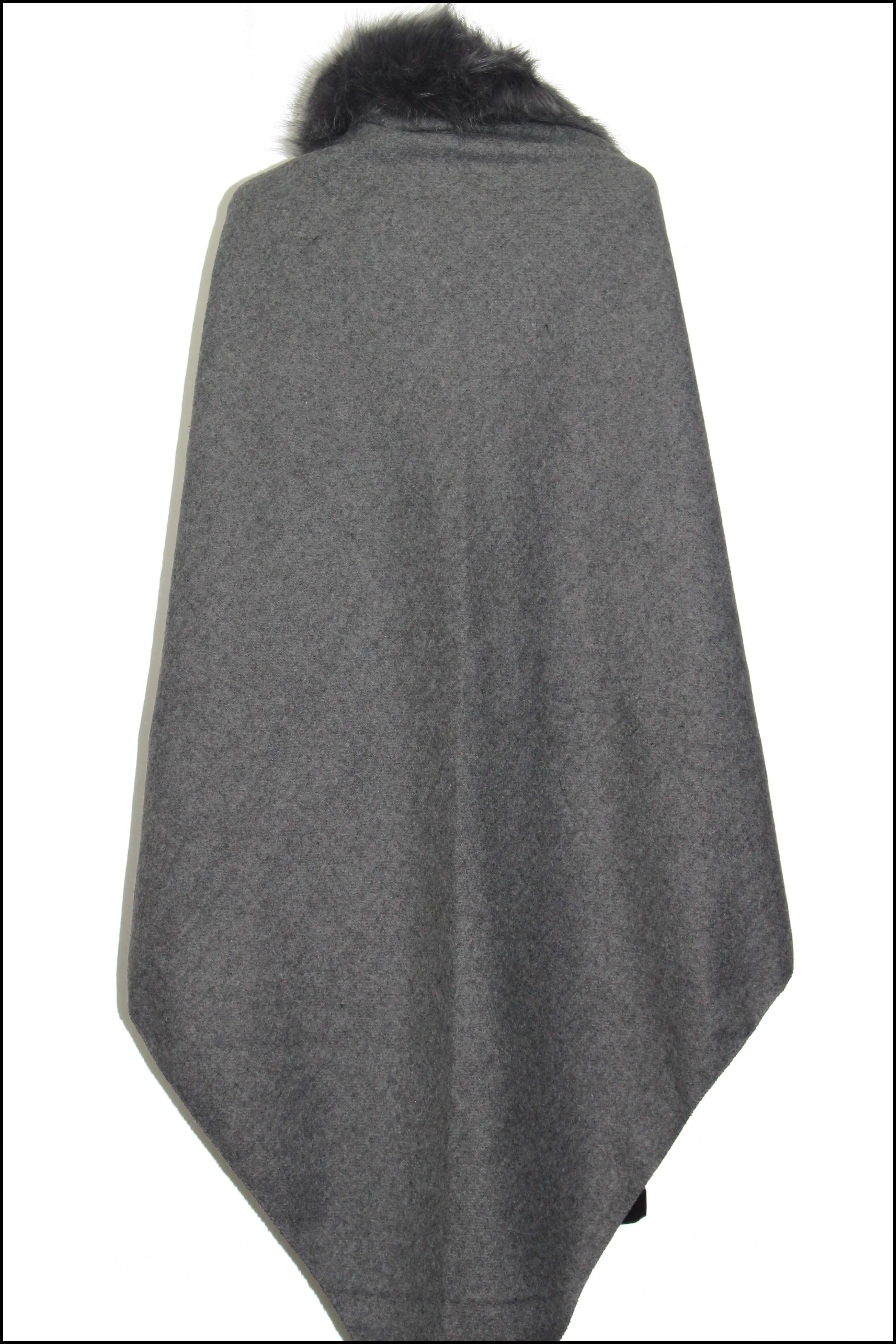 Triangular Cape with Faux Fur Trim