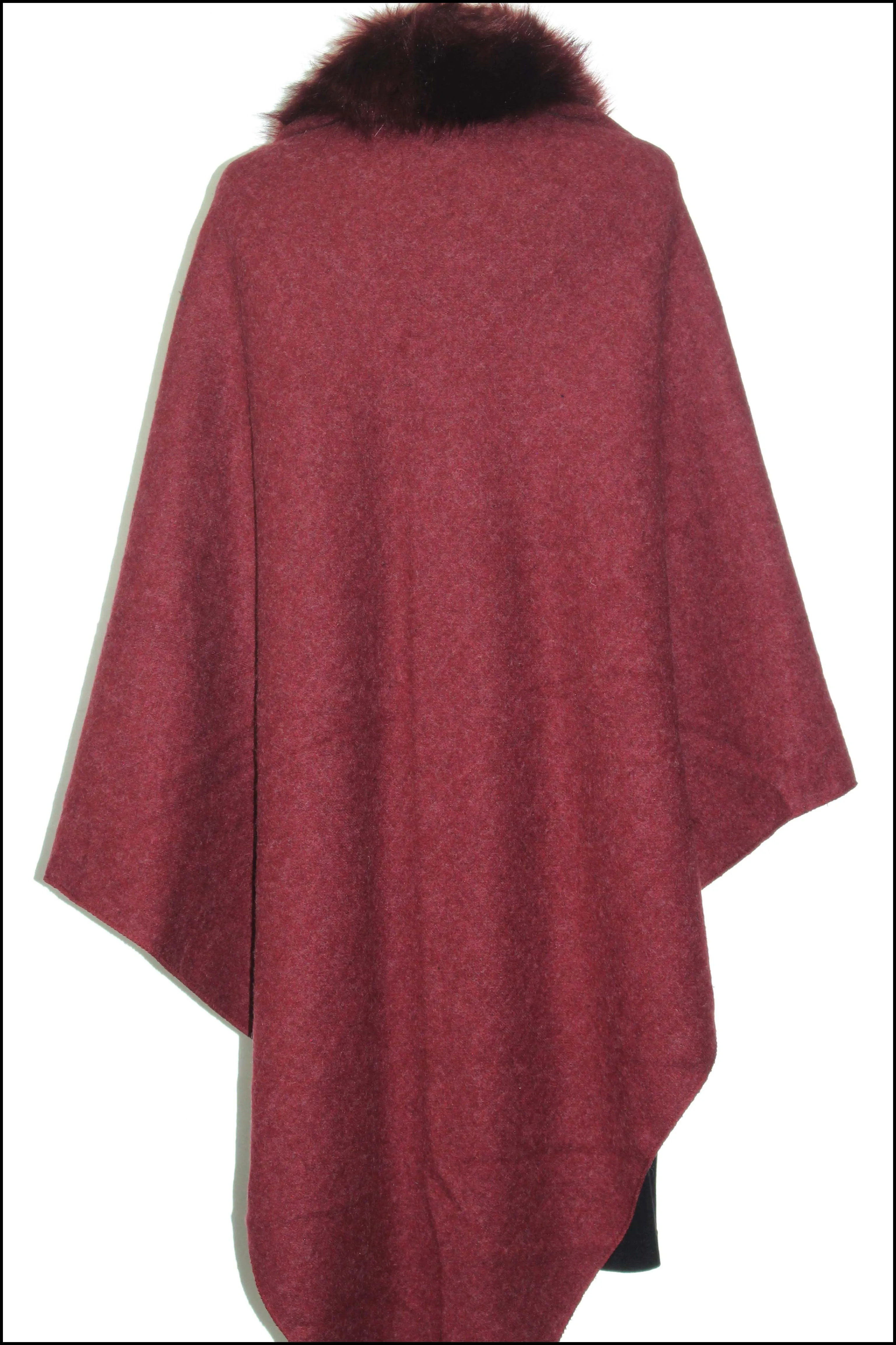 Triangular Cape with Faux Fur Trim