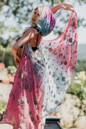 Upcycled Indian Scarf Hooded Cape Sarong - Multiple Colors inside